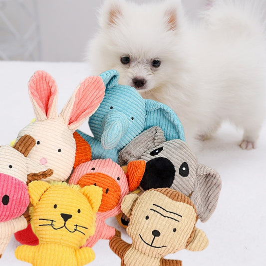 Squeaky Plush Dog Toy, Cute Animal Shape Interactive Chew Toy for Small Medium Dogs, Soft Non-Toxic Oral Cleaning Teeth Grinding Plush Toy for Puppy