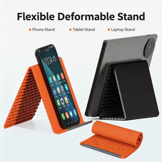 Flexible Silicone Phone Stand Bendable Aluminum Core Foldable Cell Phone Holder with Anti Slip and Scratch Free Pad Universal Portable Tablet Stand for Desk Home Office Travel