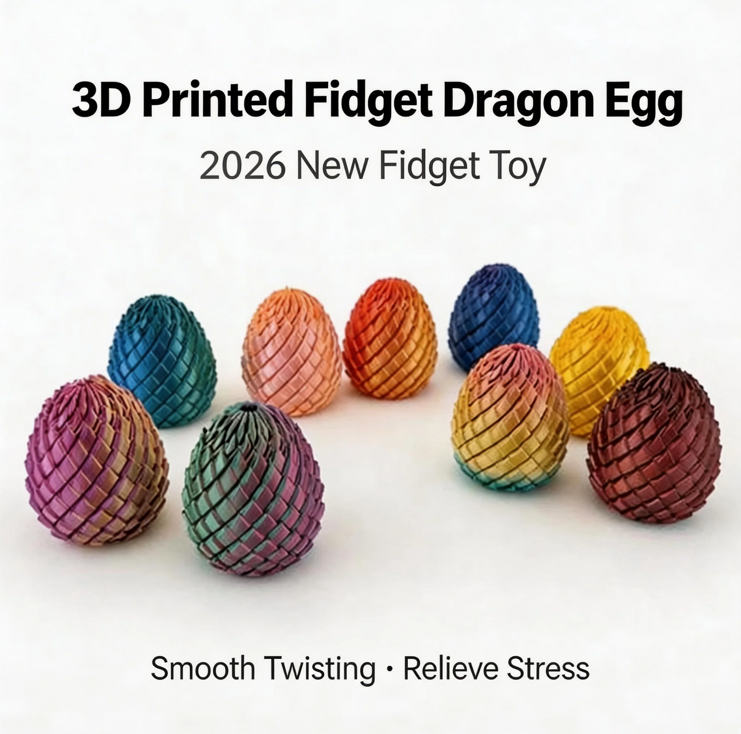 3D Printed Dragon Egg Fidget Stress Relief Easter Gift