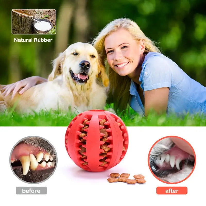 Dog Treat Ball, Tough Chew Toy for Aggressive Chewers, Teeth Cleaning Treat Dispensing Ball, Non-Toxic TPR Rubber Puzzle Toy for Small Medium Large Dogs