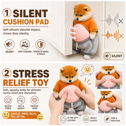 Cute Shiba Inu Silicone Door Stopper Squishy Stress Relief Toy Wall Bumper Guard Anti-Collision Protector