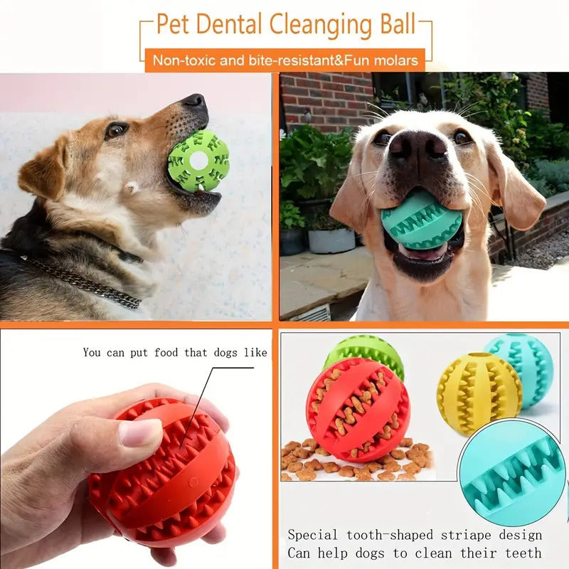 Dog Treat Ball, Tough Chew Toy for Aggressive Chewers, Teeth Cleaning Treat Dispensing Ball, Non-Toxic TPR Rubber Puzzle Toy for Small Medium Large Dogs
