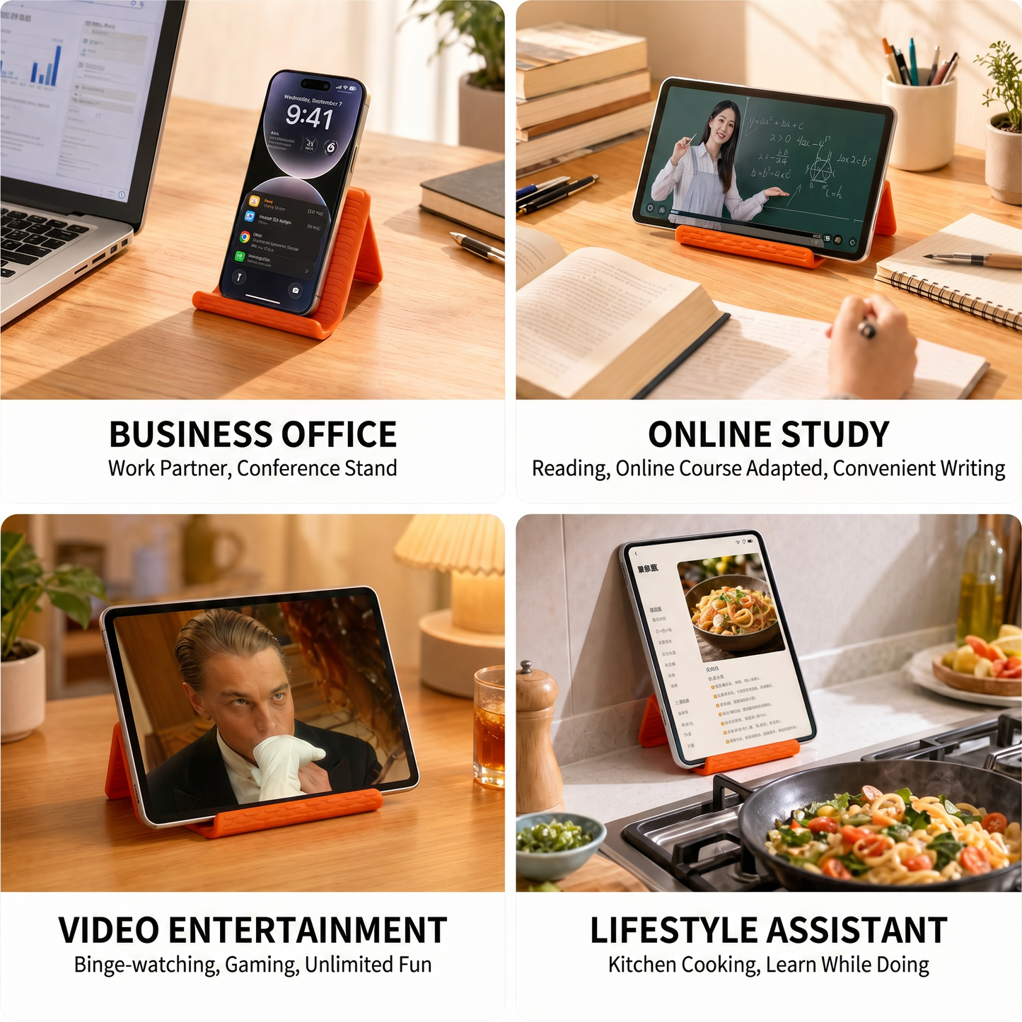 Flexible Silicone Phone Stand Bendable Aluminum Core Foldable Cell Phone Holder with Anti Slip and Scratch Free Pad Universal Portable Tablet Stand for Desk Home Office Travel