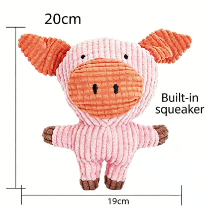 Squeaky Plush Dog Toy, Cute Animal Shape Interactive Chew Toy for Small Medium Dogs, Soft Non-Toxic Oral Cleaning Teeth Grinding Plush Toy for Puppy