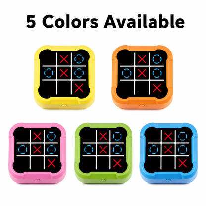 Tic Tac Toe Game 4-in-1 Puzzle Console AI & Memory Modes, Silent Travel Toy for Kids Screen-Free