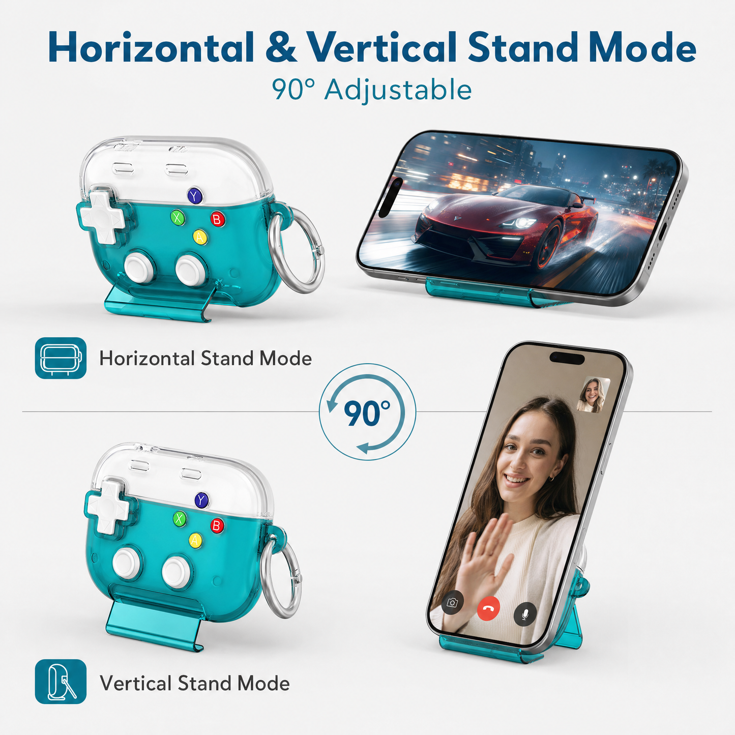 AirPods Pro 2/3/4 Case with 3D Fidget Buttons, Stand, Lock