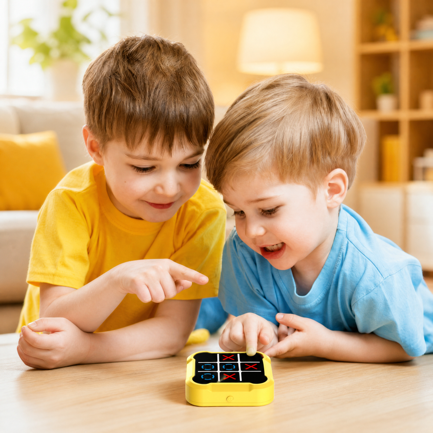 Tic Tac Toe Game 4-in-1 Puzzle Console AI & Memory Modes, Silent Travel Toy for Kids Screen-Free