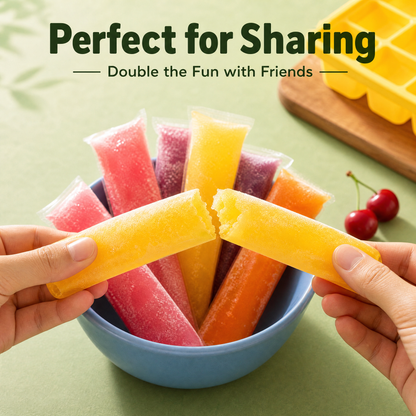 Food-Grade PE Ice Pop Bags, BPA-Free DIY Popsicle bags, Thickened Edges Anti-Bursting, Easy to Fill for Homemade Fruit Juice Popsicles