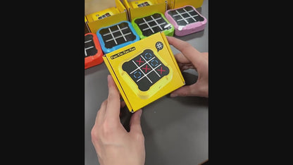 Tic Tac Toe Game 4-in-1 Puzzle Console AI & Memory Modes, Silent Travel Toy for Kids Screen-Free